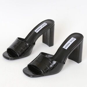 Never worn! Nile Black Crocodile Embossed High Heel Sandals size 6M